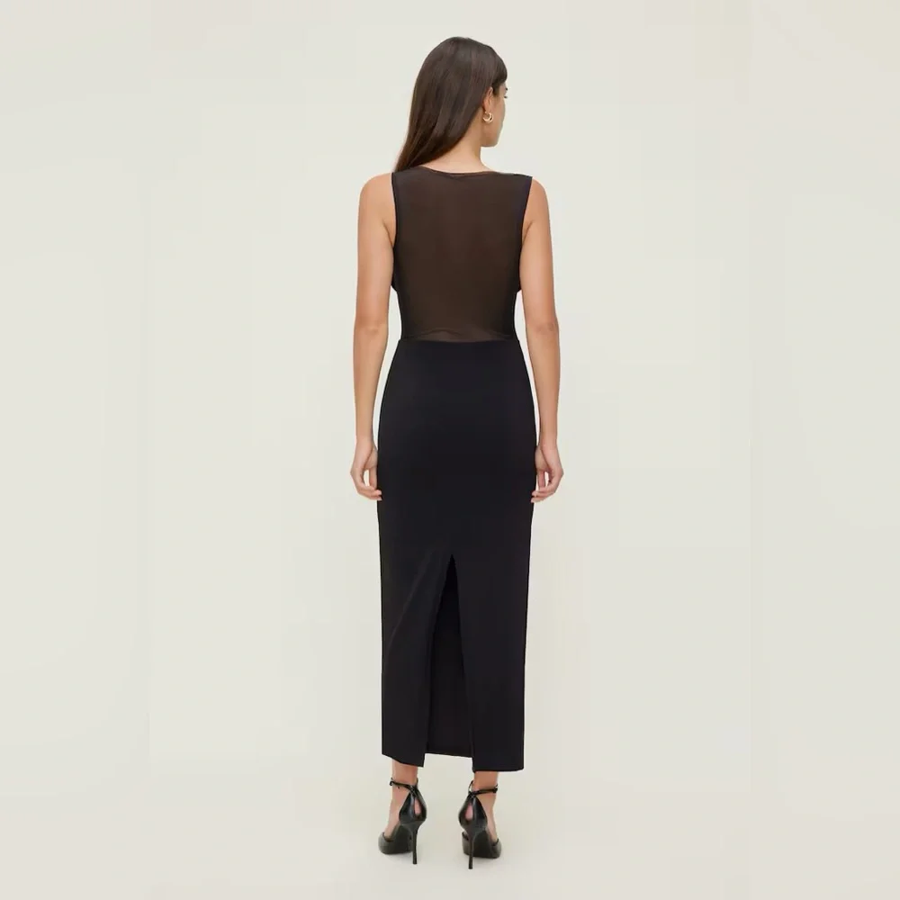 Dynamite Black Mesh Midi Dress - Picture 2 of 3